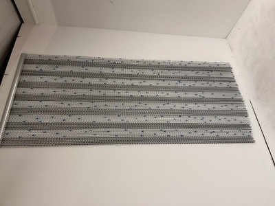 90cm x 210cm Pewter and Silver Stripe with a Metallic Blue Fleck